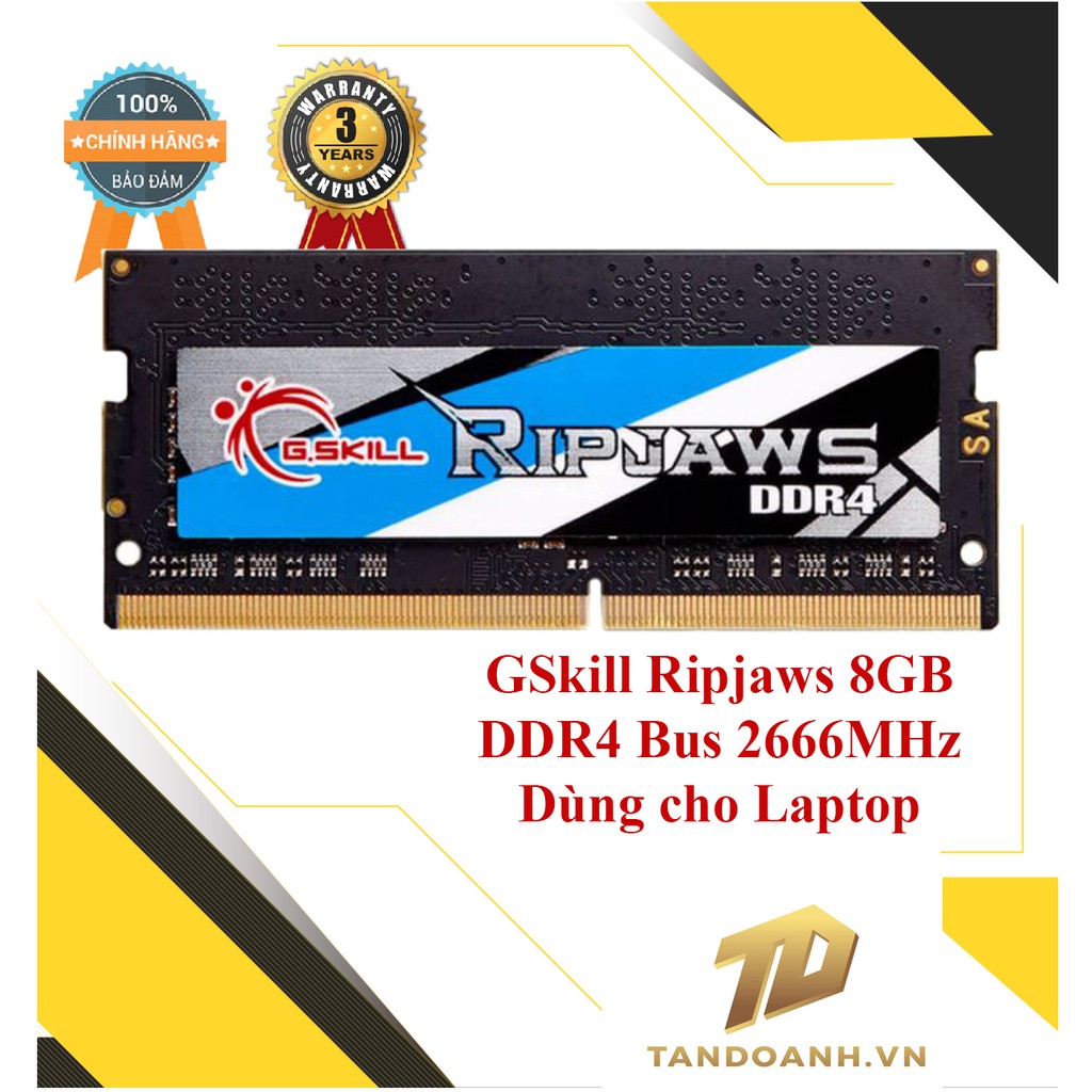 Ram dùng cho Laptop Gskill Ripjaws 8GB (1x8GB) bus 2666 cas 19 DDR4