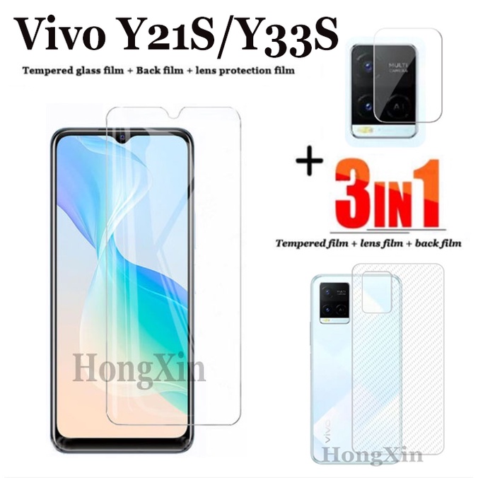 Kính cường lực + miếng dán bảo vệ mặt sau và camera cho Vivo Y21S Y33S Y52S T1 Y31S Y54S Y71T Y73 Y3S 2021