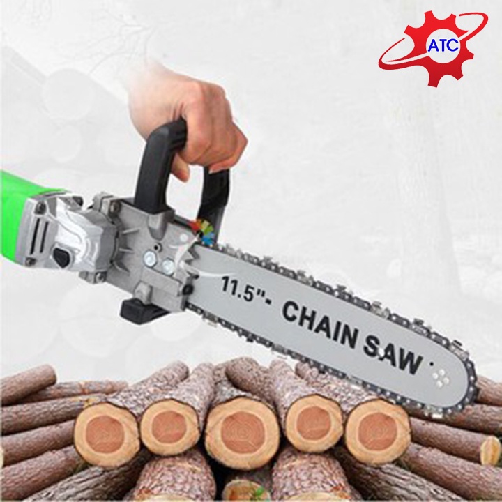 Bộ Lam Cưa Xích gắn Máy Mài Điện và Pin - Bộ chuyển đổi máy mài thành máy cưa xích gỗ - Tự tra dầu