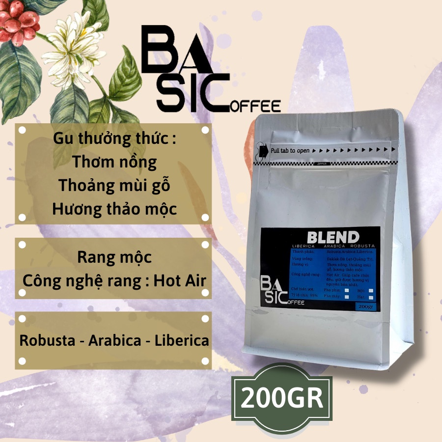 Cà Phê Nguyên Chất Blend Liberica Robusta Honney Arabica Rang Xay Mộc Pha Phin 200gr Dùng Thử  Bassic Coffee Đăk Lăk