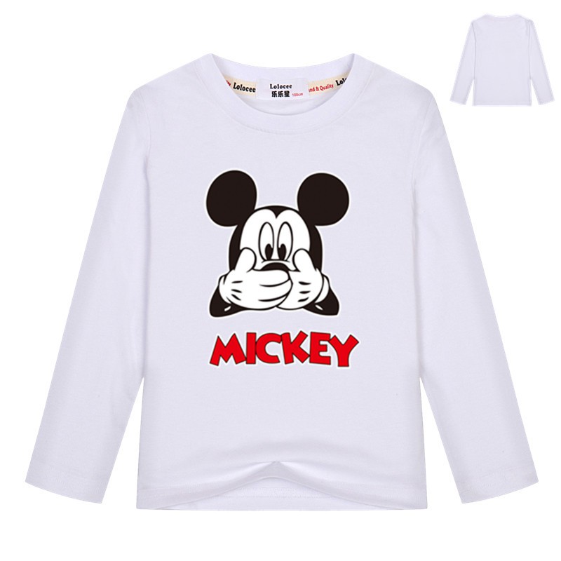 áo thun dài tay cho trẻ em trai chuột mickey vui nhộn ngọn tee