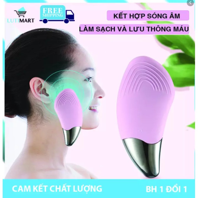 Máy rửa mặt SONIC FACIAL cao cấp 3in1 Silicon làm sạch sâu da chức năng rửa mặt masage mặt