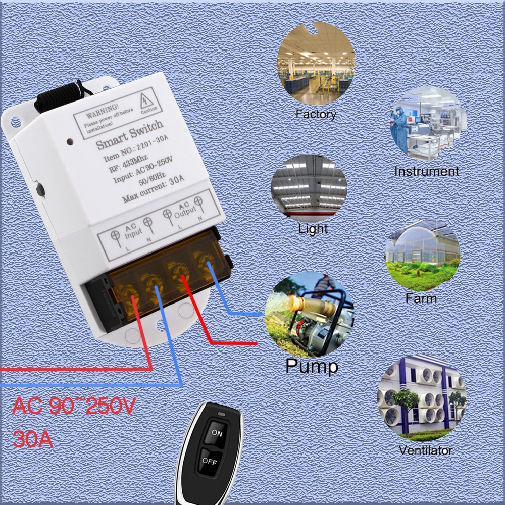 Set đầu thu và điều khiển từ xa DIESE tần số 433Mhz RF AC 110V 220V 30A cho quạt