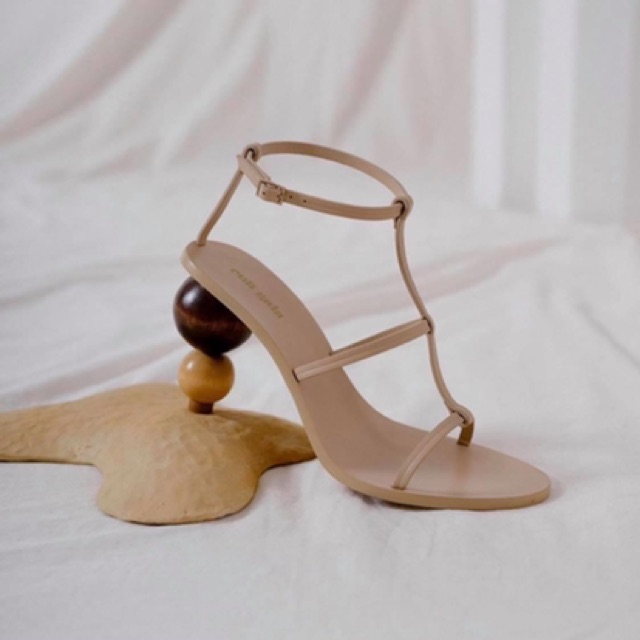Sandal dây mảnh gót bi tròn