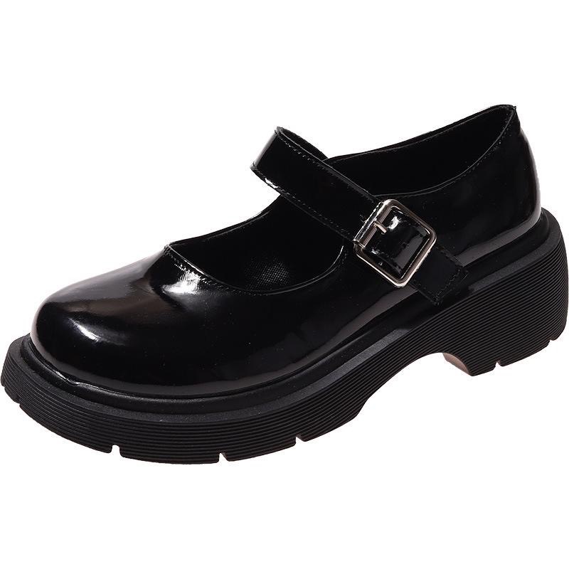 Giày Nữ Lolita Vintage Dây Cài 5cm Phong Cách Hàn Quốc Chất Da Pu Mềm Mịn Không Đau Chân