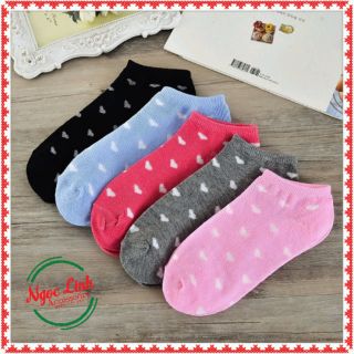 Set 10 đôi tất nữ cổ ngắn họa tiết trái tim
