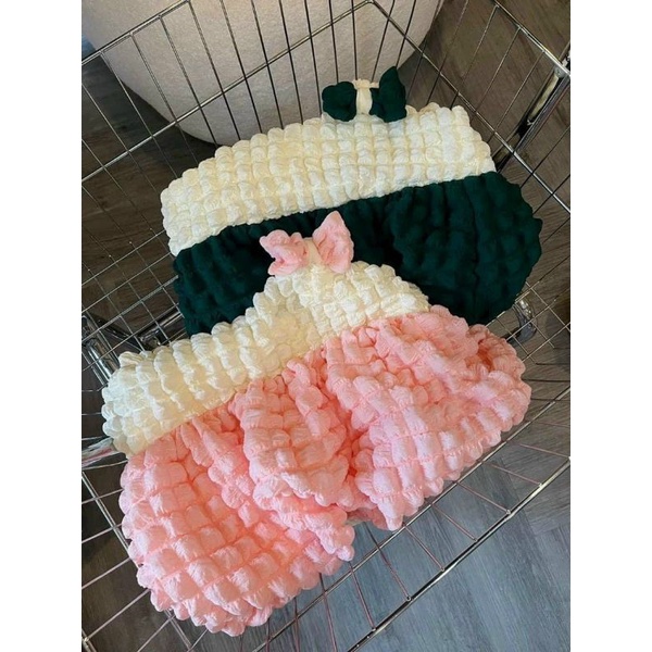 Váy 2 dây xốp phồng tiểu thư siêu xinh ( hình thật )