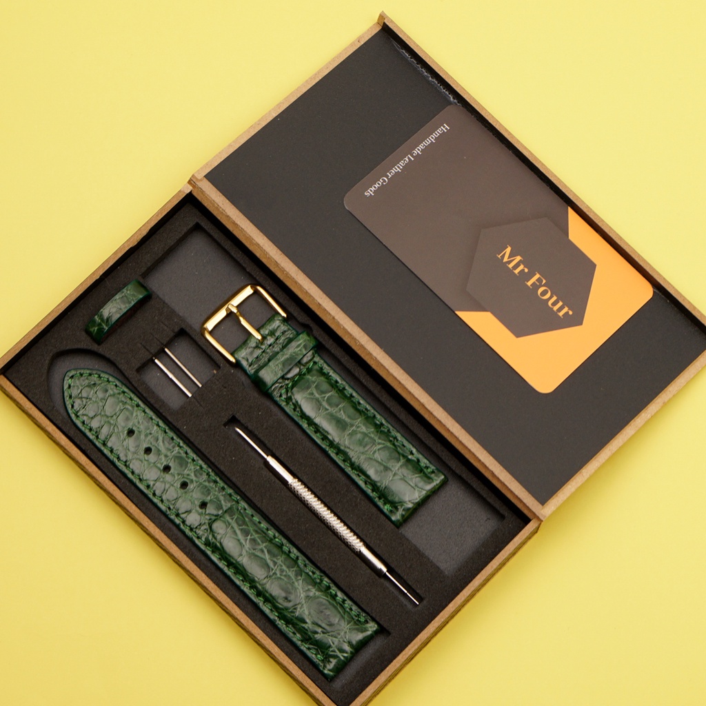 Dây Đồng Hồ Da Cá Sấu Màu Xanh Lá MrFour | Crocodile Leather Watch Bands