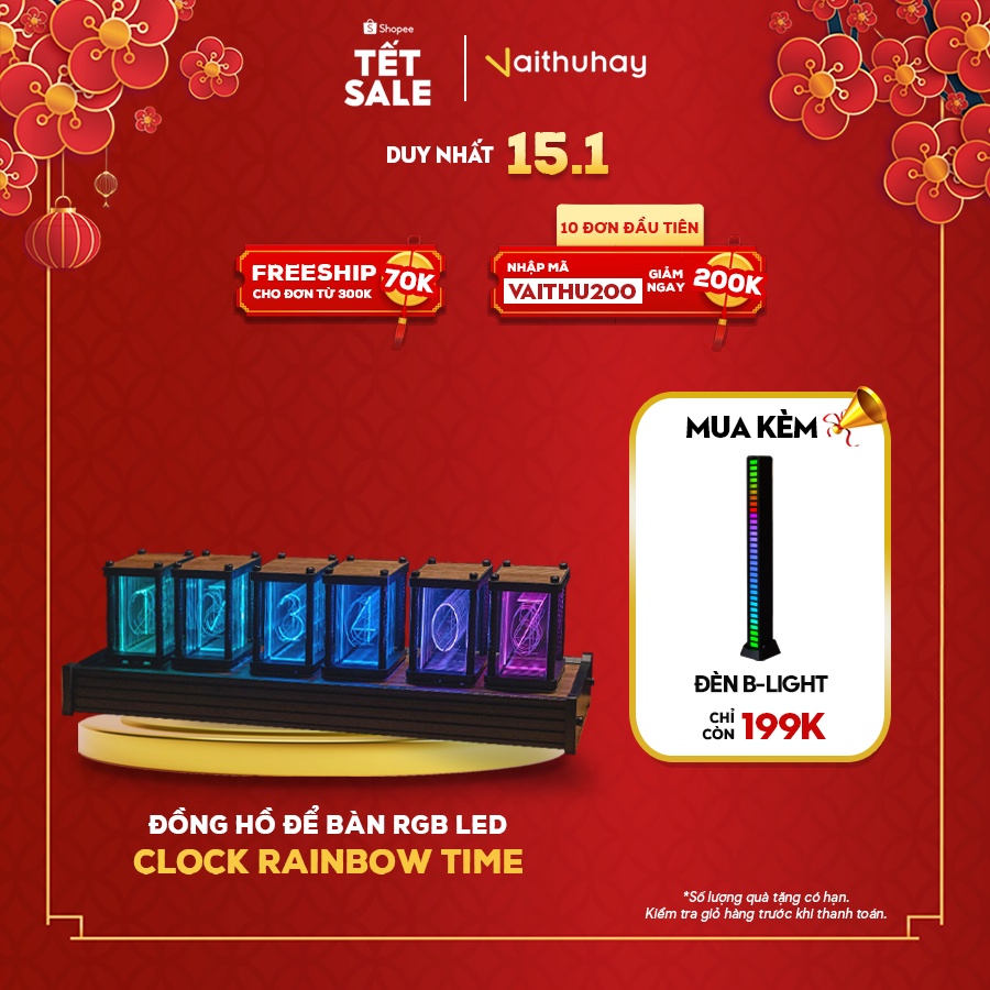 Đồng Hồ Để Bàn Clock Rainbow Time LED RBG Vaithuhay