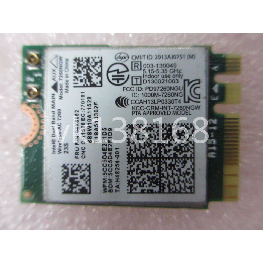 Card Wifi Laptop Dell Chuẩn AC 7265NGW Gen 5, 6, 7