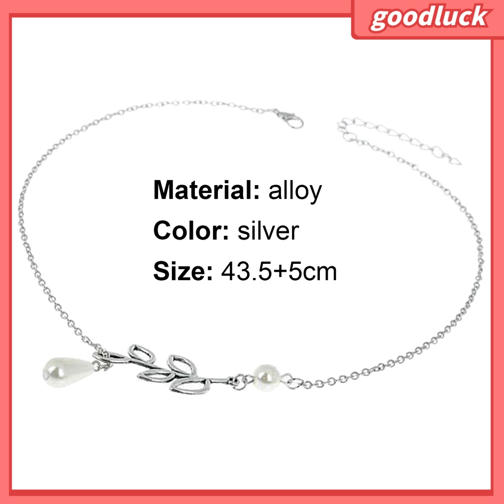 Dây Chuyền Mặt Chiếc Lá Đính Ngọc Trai Nhân Tạo Cho Nữ