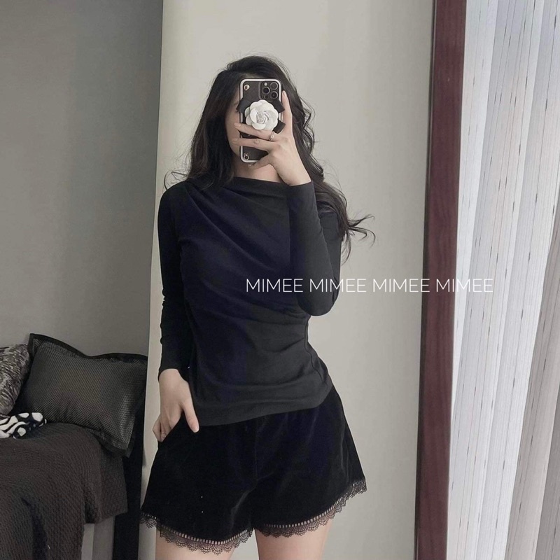 Quần short ren, chân váy nhung mix mimee