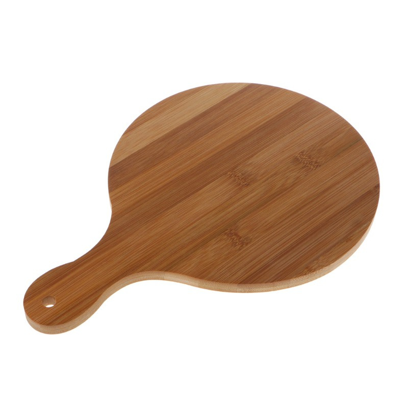 PRI* Durable Round Wooden Pizza Paddle Serving Board Making Peel Cutting Tray 4 Sizes