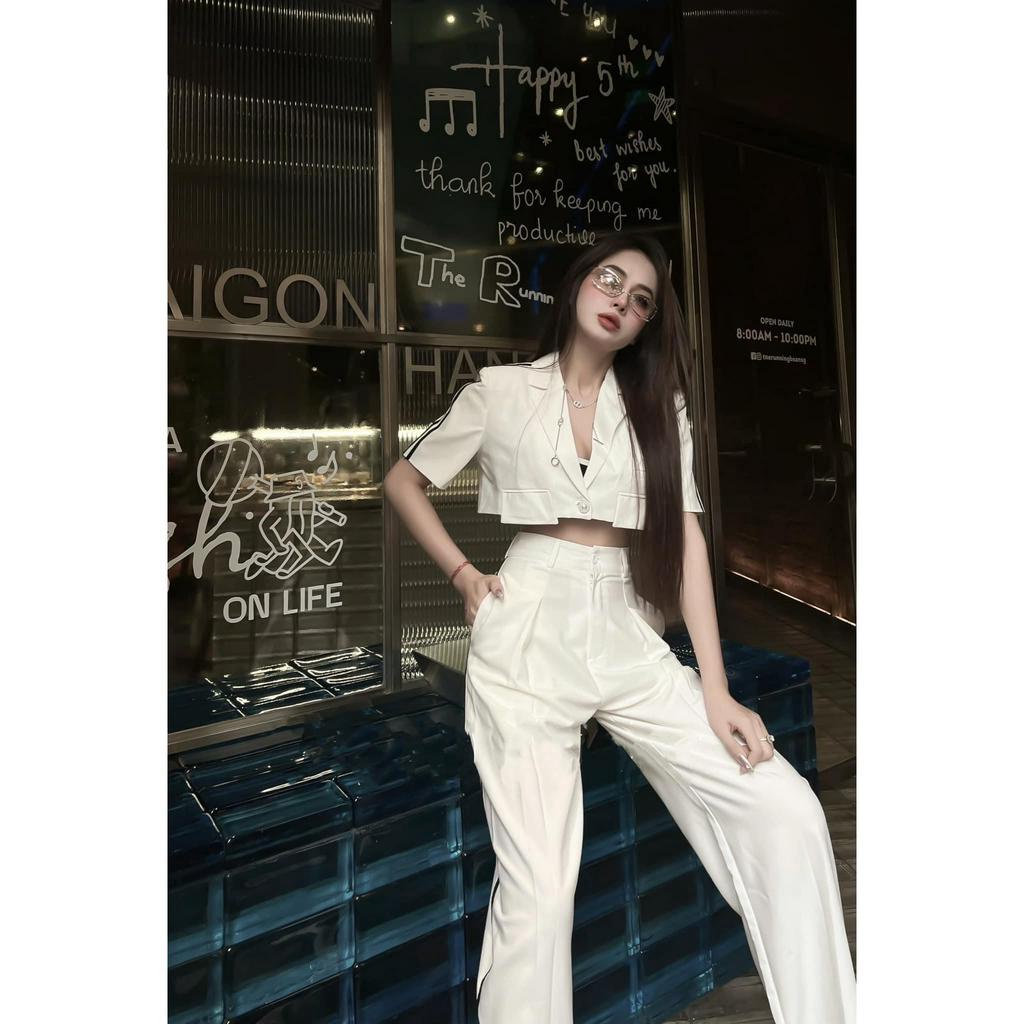 Sét vest croptop kèm quần xuông chất siêu đẹp