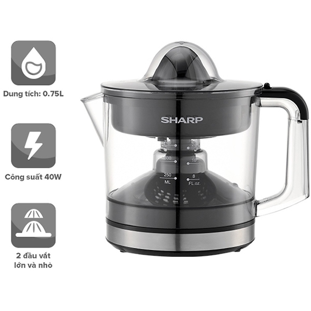 Máy Vắt Cam Sharp Công suất 25-40W, Dung Tích 0.6-1.5 Lít – Phân Phối Chính Hãng – Bảo Hành 12 Tháng Toàn Quốc