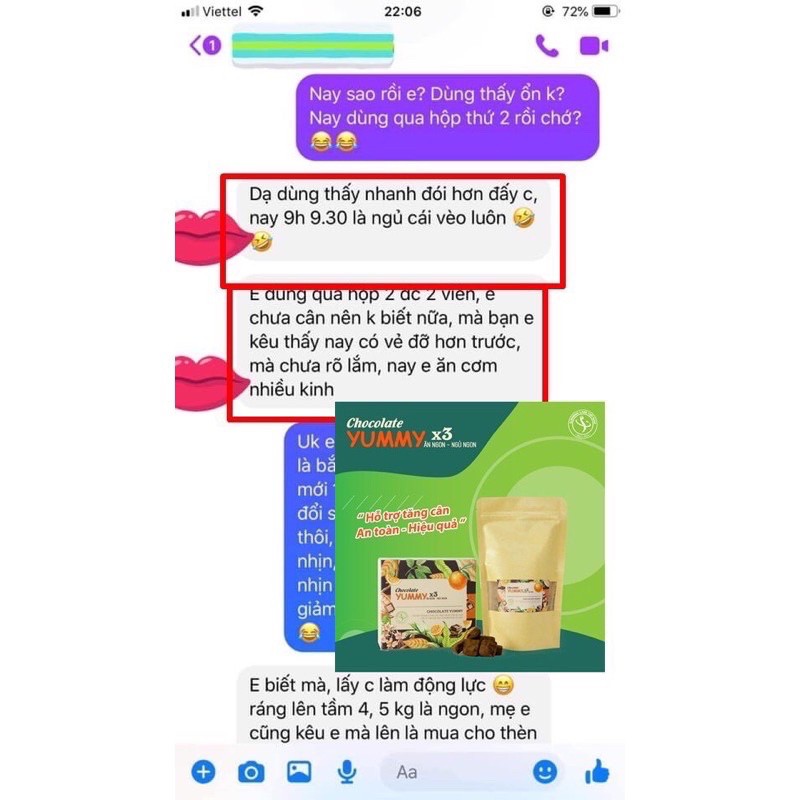 KẸO CHOCOLATE TĂNG CÂN YUMMY SLIMMING chính hãng