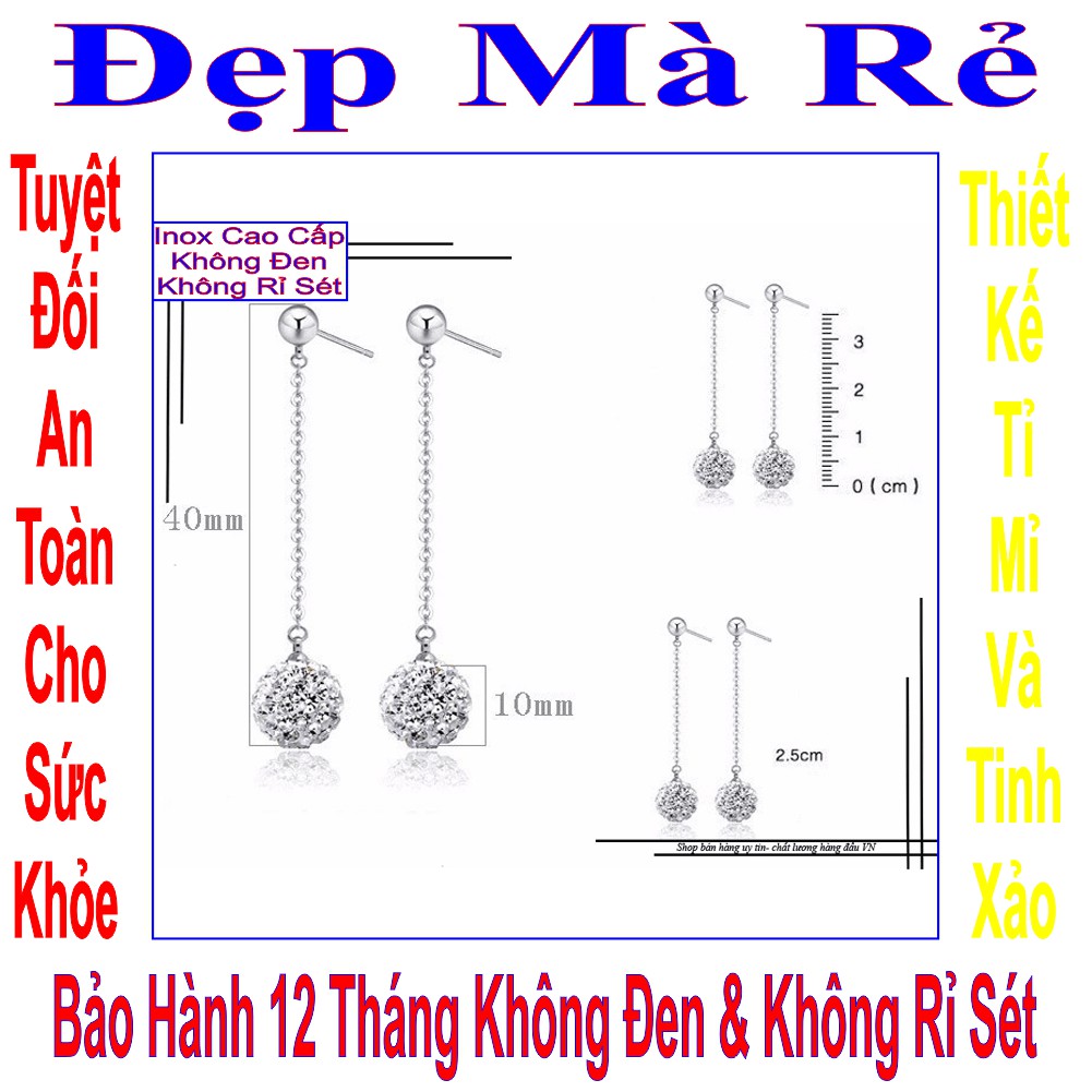 ( Đảm bảo hạt đá khít đều đẹp ) Bông tai trái châu dài nữ kiểu bi tòn ten và hạt châu - Cam kết 1 đổi 1 nếu đen