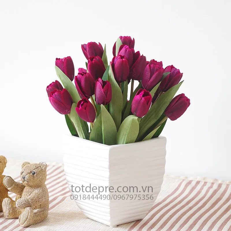 Chùm Tulip 9 bông - Hoa giả siêu bền đẹp