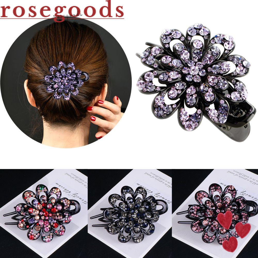☆Hoa Hồng☆ Thời Trang|Kẹp Tóc Hình Hoa|Kẹp Tóc Mỏ Vịt Linh Hoạt Bền Bỉ Nhiều Màu Sắc Cổ Điển Dành Cho Nữ