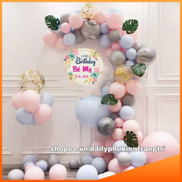 Set Sinh Nhật-  [ Có Banner Tên Bé ] Combo set sinh nhật bé gái phông pastel BG67 007Kids