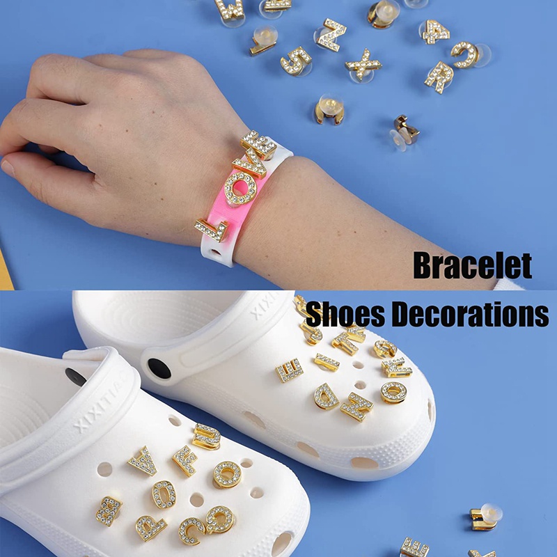 1 Phụ Kiện Hình Chữ Cái Alphabet Bằng Kim Loại Đính Đá Trang Trí Giày Dép Cho Nữ