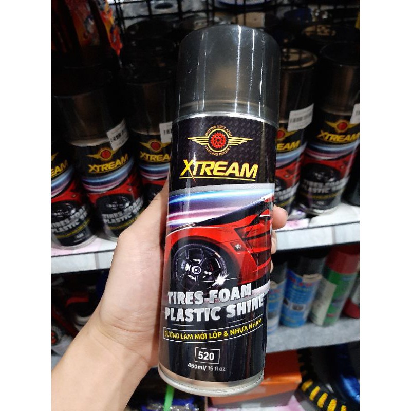 Chai xịt dưỡng nhựa, phục hồi, làm đen nhựa nhám, lốp xe Xtream 450ml