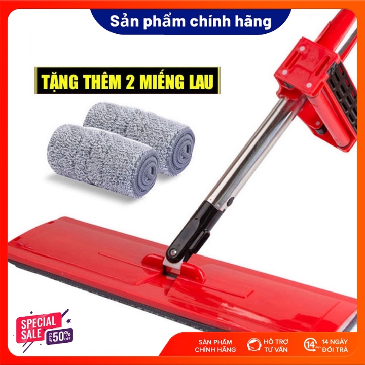 Cây Lau Nhà Tự Vắt Thông Minh-Tiện Lợi-Xoay 360 Độ-Lau Đến Mọi Ngóc Ngách-Tặng Kèm 2 Thảm Lau-Bảo Hành 12 Tháng