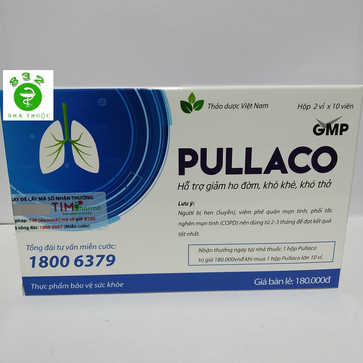 PULLACO giúp bổ phế, long đờm, giảm ho hộp 20 viên