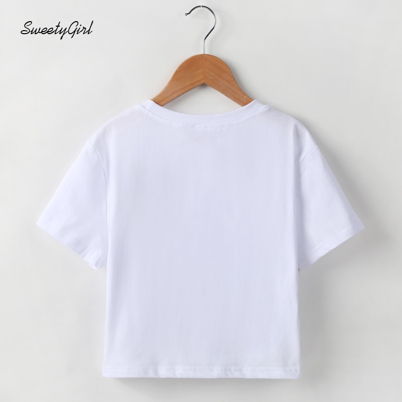 Áo croptop ngắn tay cổ tròn in họa tiết thiên thần thời trang trẻ trung cho nữ