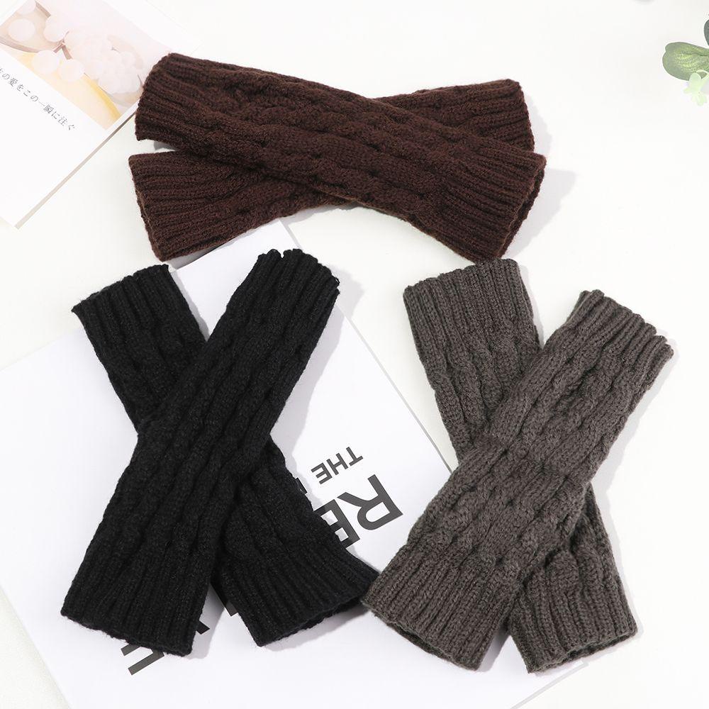 Găng Tay Len Dài Hở Ngón Giữ Ấm