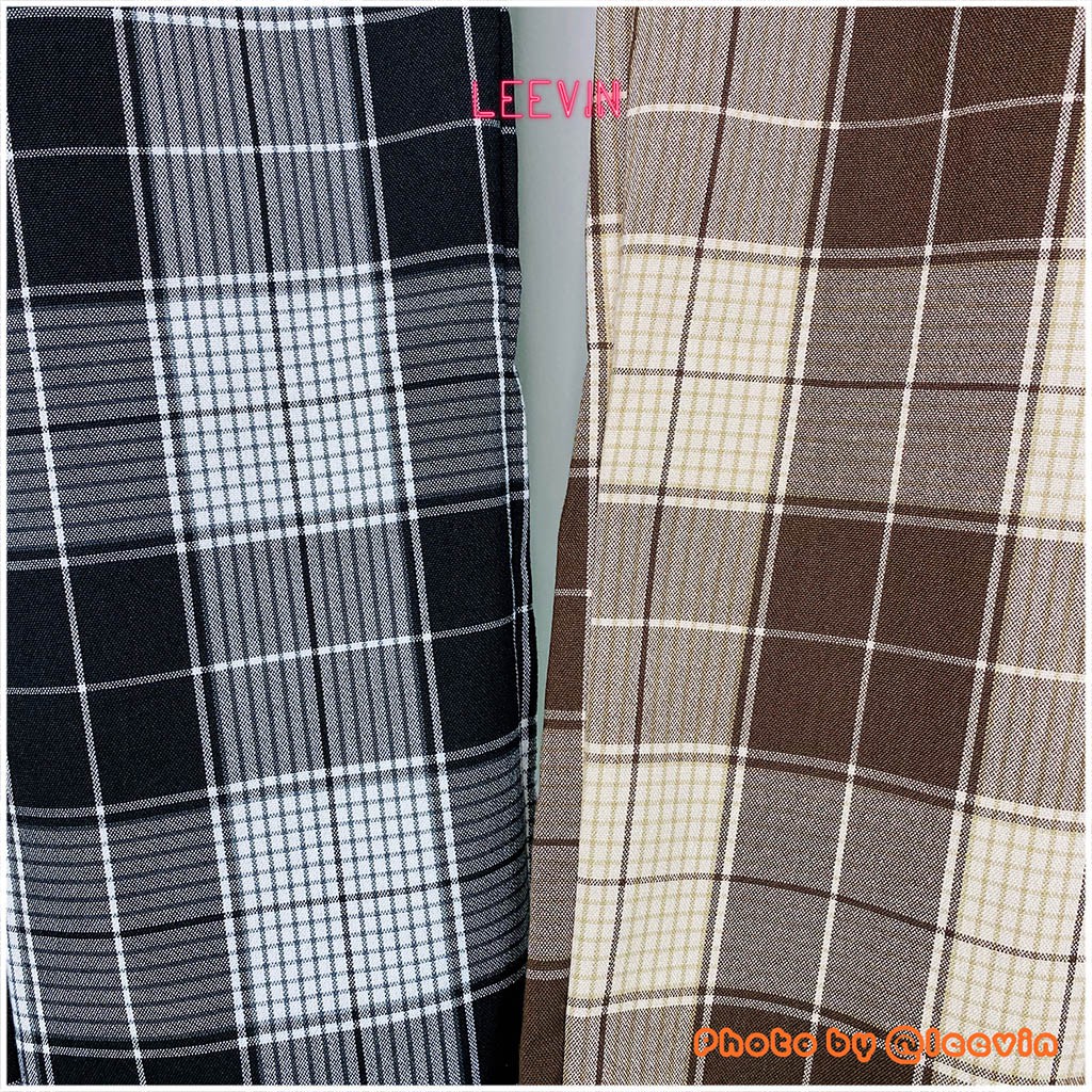 Quần Ống Rộng Nữ Caro PLAID Unisex Simple - Kiểu quần caro ống rộng suông vải Plaid Leevin Store