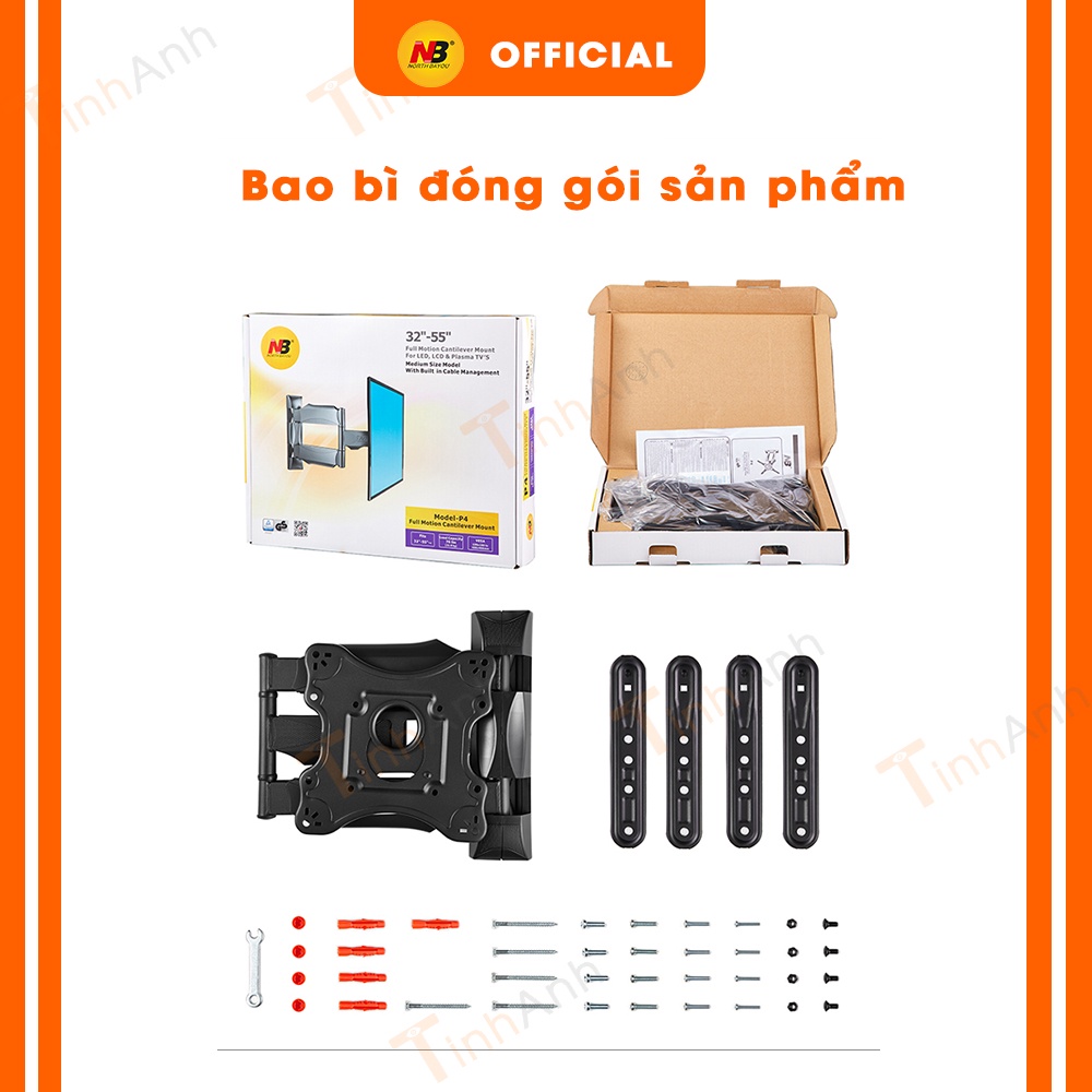 Giá treo Tivi góc treo tường NB P4 32 - 55 inch - Xoay đa năng 180 Độ - 2021