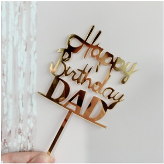 Thẻ cắm meka Happy Birthday DAD trang trí bánh kem, hình cắm meka trang trí