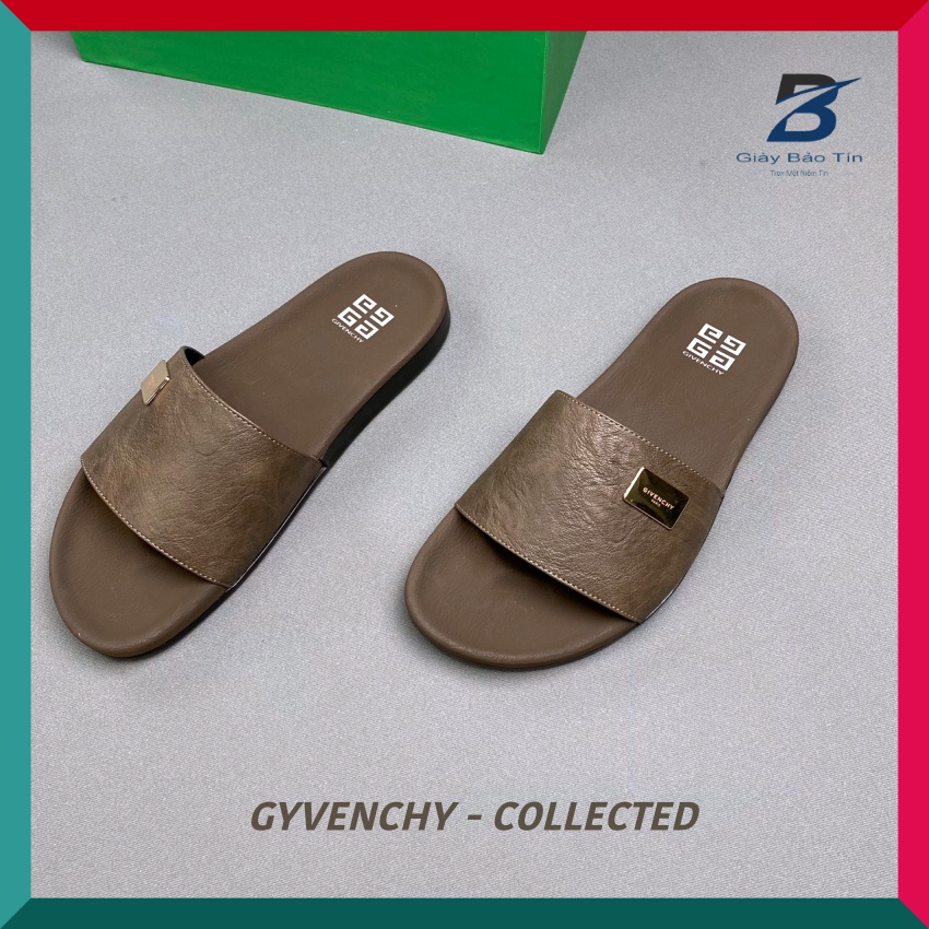 (size 44) Dép nam GYVENCHY dép nam quai ngang mẫu mới nhất màu nâu đế cao su thiết kế sang trọng (bản đặc biệt)