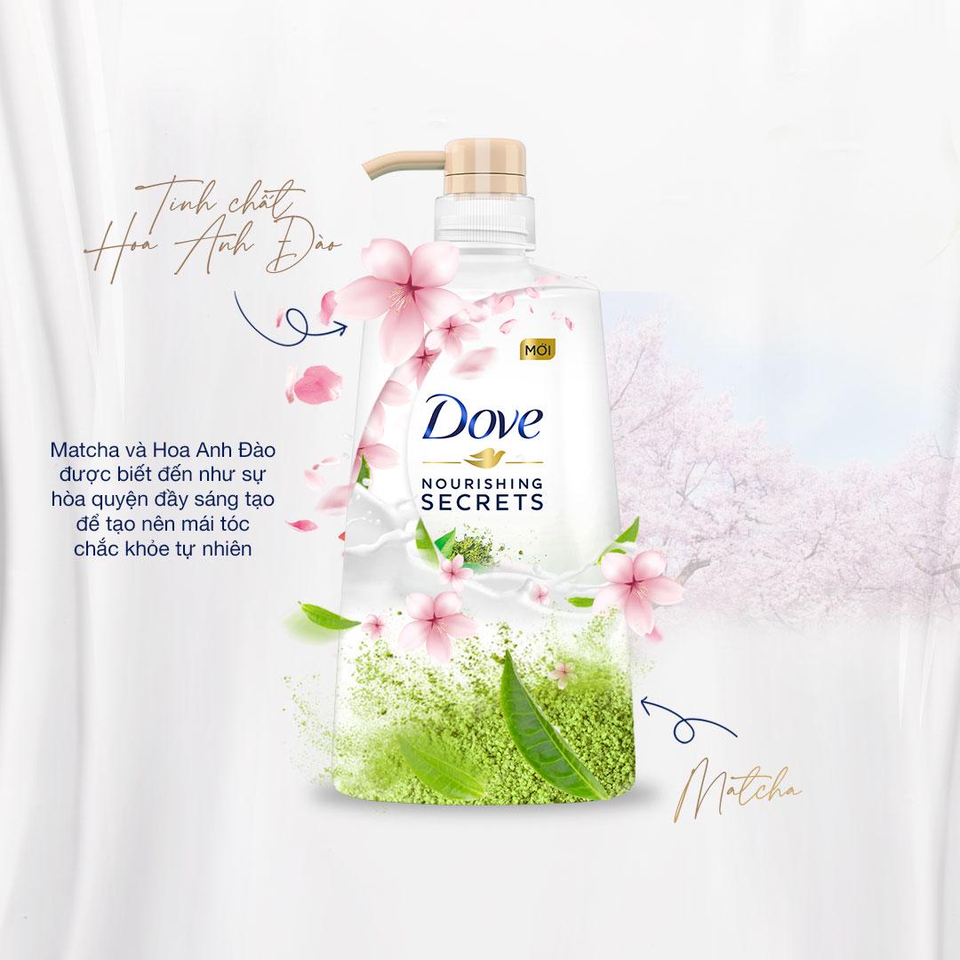 Kem xả Dove Matcha và Hoa Anh Đào - Dưỡng Tóc Chắc Khỏe Tự Nhiên 610gr