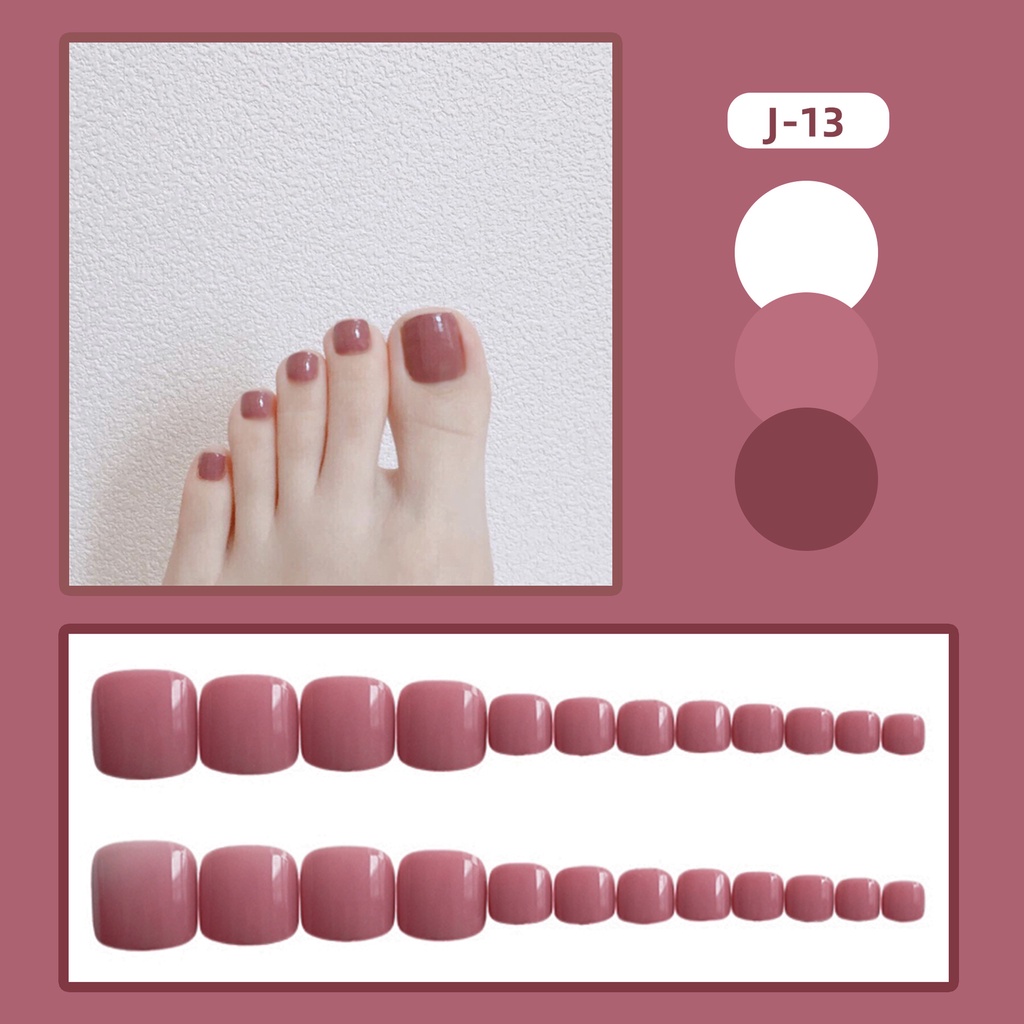 set 24 móng chân hồng vỏ đỗ cá tính sang chảnh Jojo móng giả nailbox móng úp rẻ đẹp thời trang tự làm tại nhà