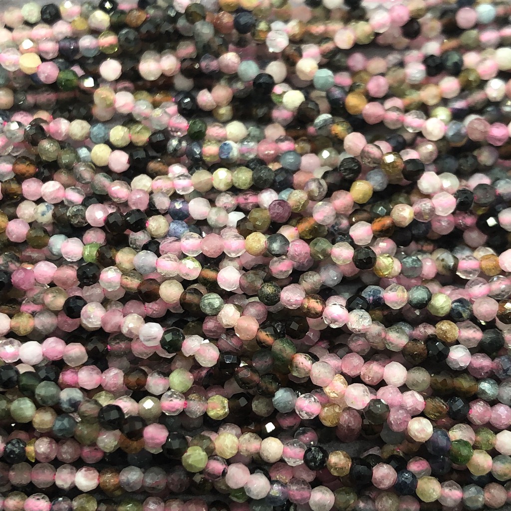 Chuỗi Hạt Đá Tourmaline Tự Nhiên Đầy Màu Sắc 2 / 3 / 4mm