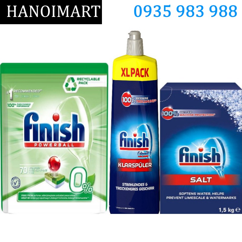 Combo Viên Finish Hữu cơ 70V + Muối Finish 1.5kg + Nước làm bóng bát Finish 750ml00000 - HANOIMART