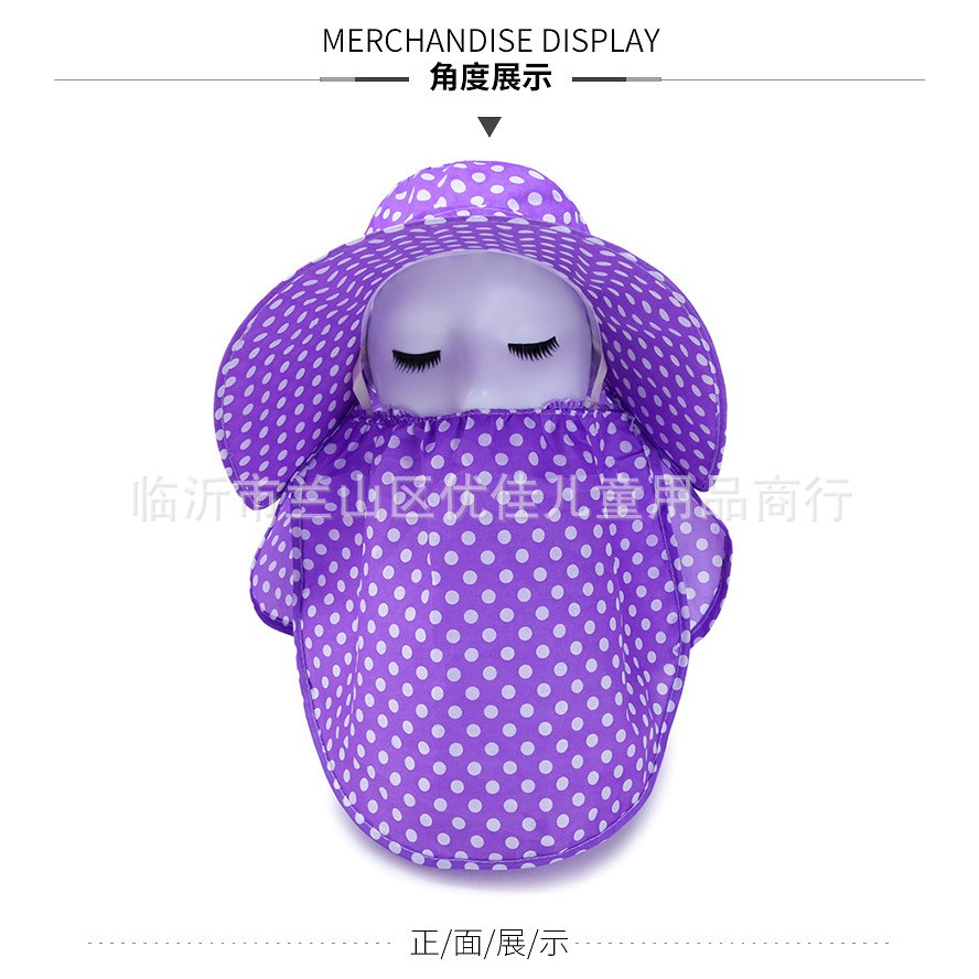 nón mũ chống nắng có che mặt che sau tóc chấm bi - nc147