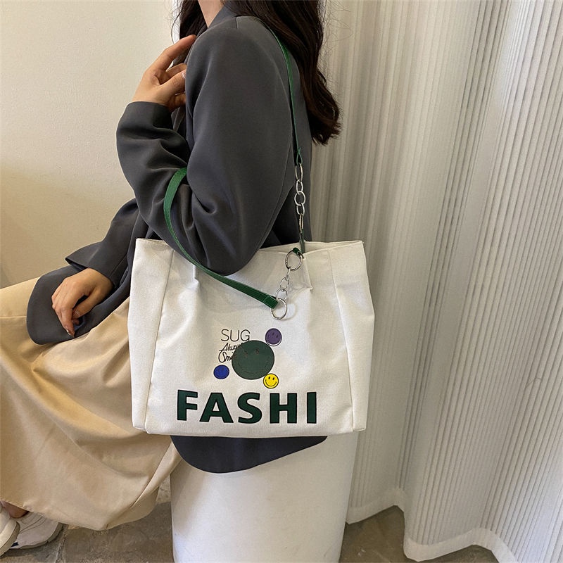 Túi tote Đeo Vai / Xách Tay Bằng Vải Bạt Sức Chứa Lớn In Họa Tiết Hoạt Hình Cho