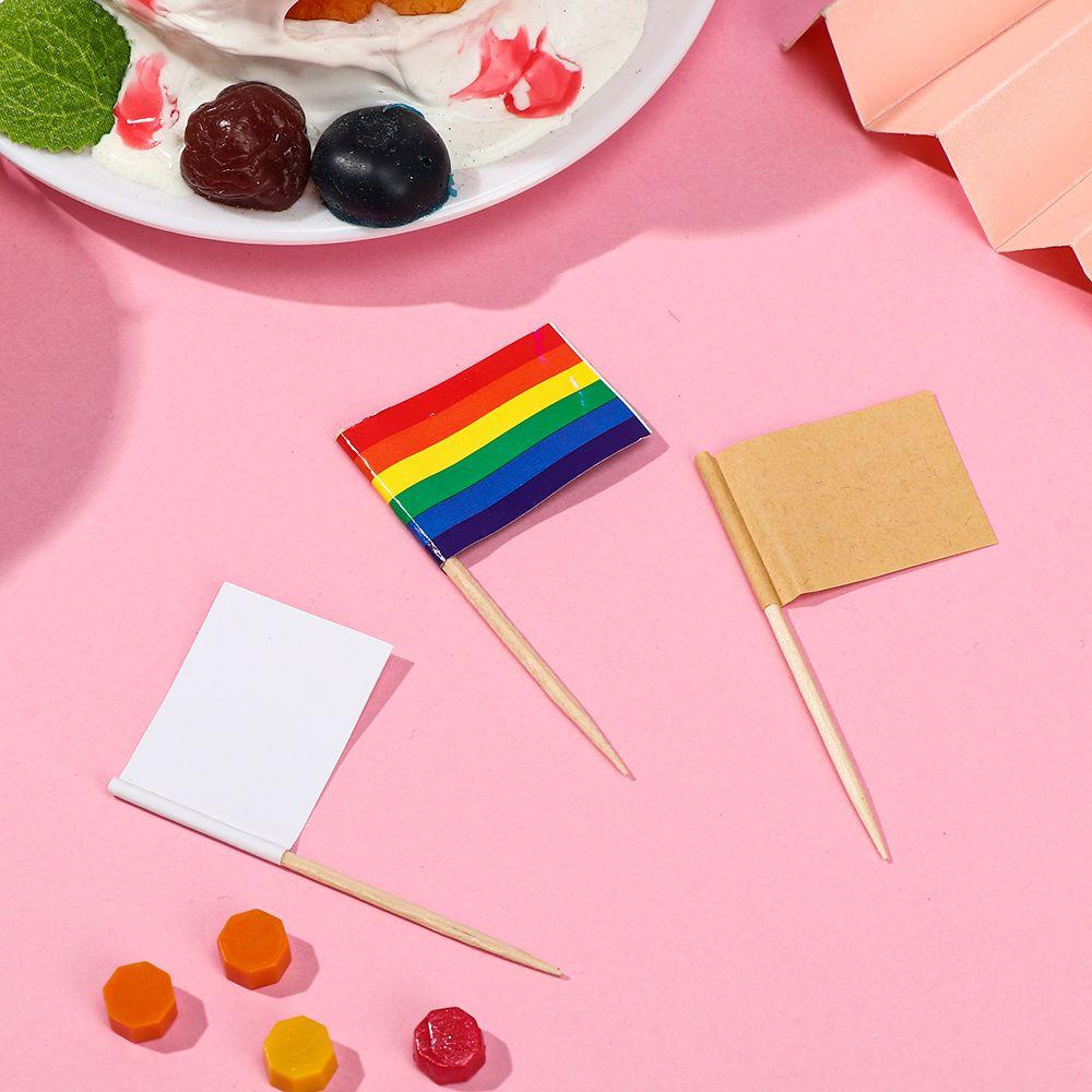 Set 100 Nhãn Dán Hình Lá Cờ Trang Trí Bánh Kem