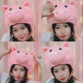 (có sẵn) Mũ đầu heo, mũ heo hồng kpop