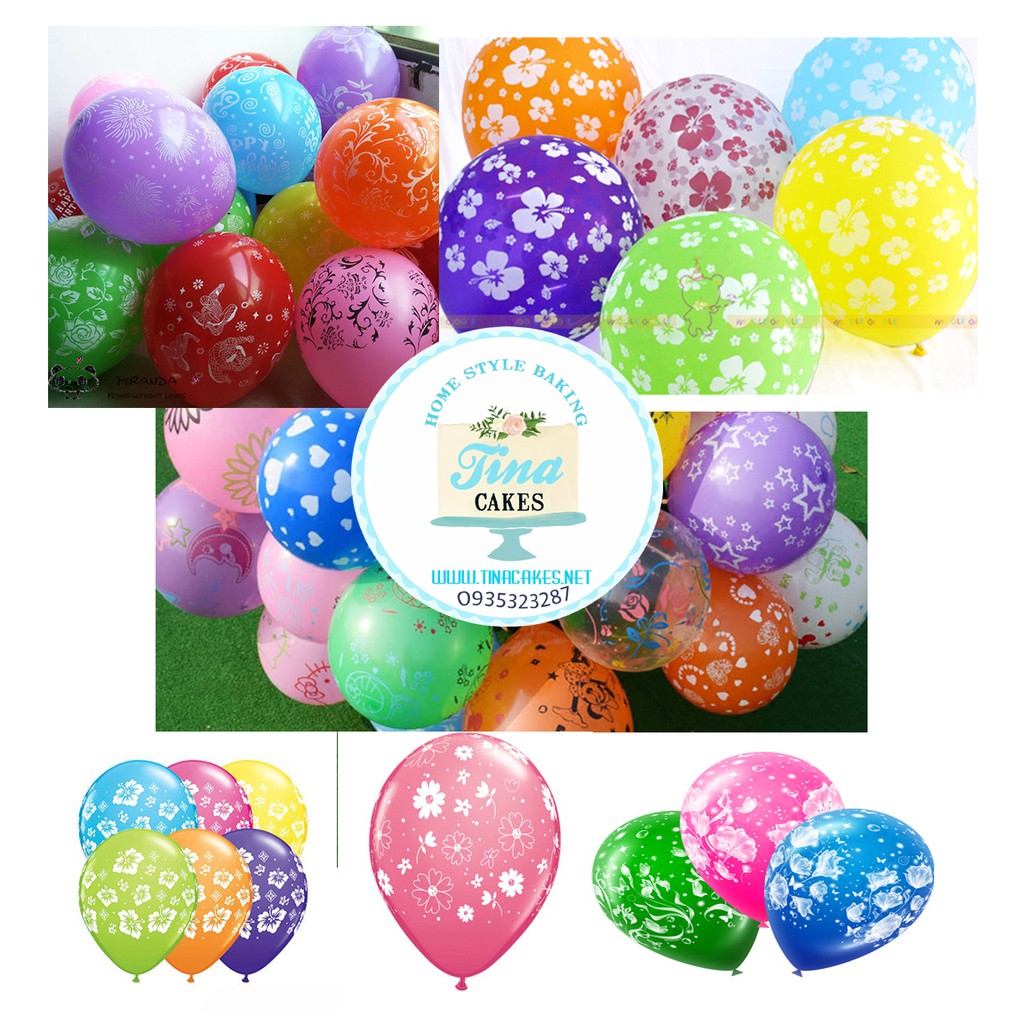 Bóng in chữ/hình Happy Birthday 10 cái - Bóng họa tiết nhiều kiểu màu sắc rực rỡ