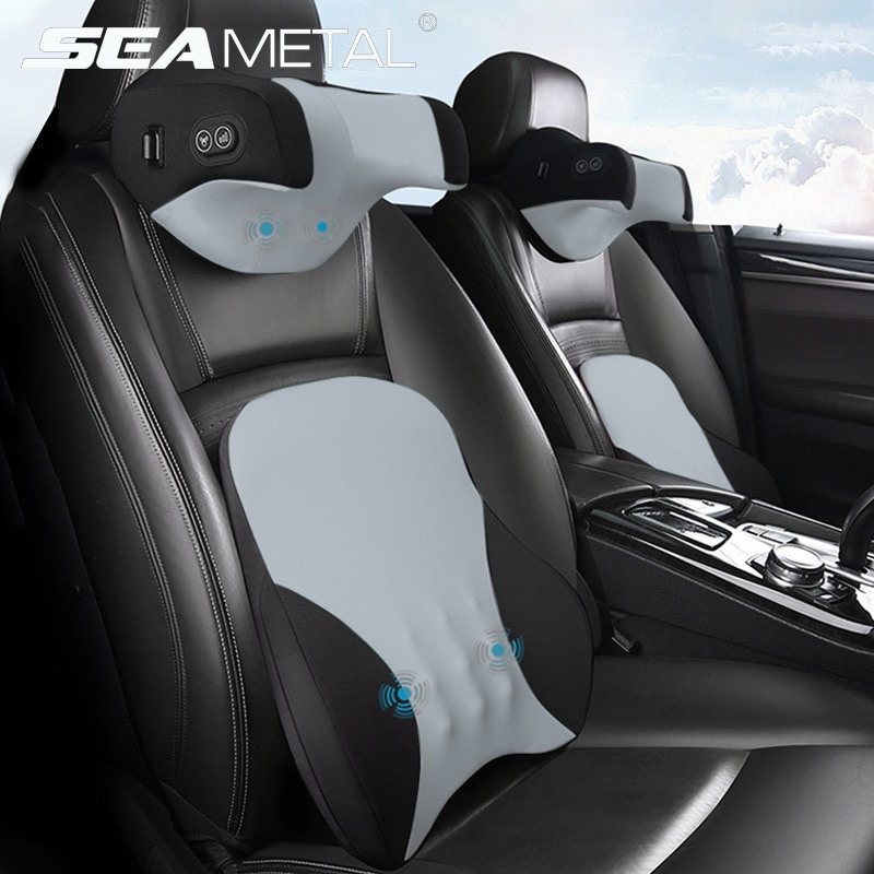 Bộ gối mát xa đầu và đệm mát xa lưng SEAMETAL bằng cotton xốp tự động dành cho xe hơi