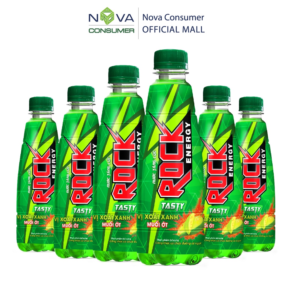 [Combo 6 chai] Nước tăng lực Rock Energy Tasty vị xoài xanh muối ớt (300ml x 6 chai)