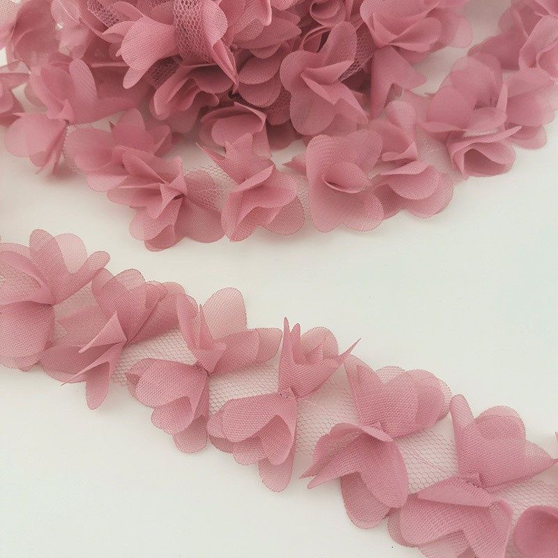 Dây hoa hồng chất liệu voan chiffon vải không dệt trang trí quần áo