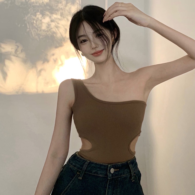 【ZHELIHANGFEI】 / hot Girl Áo Ngắn Không Tay Có Đệm Ngực Thời Trang Quyến Rũ Dành Cho Nữ