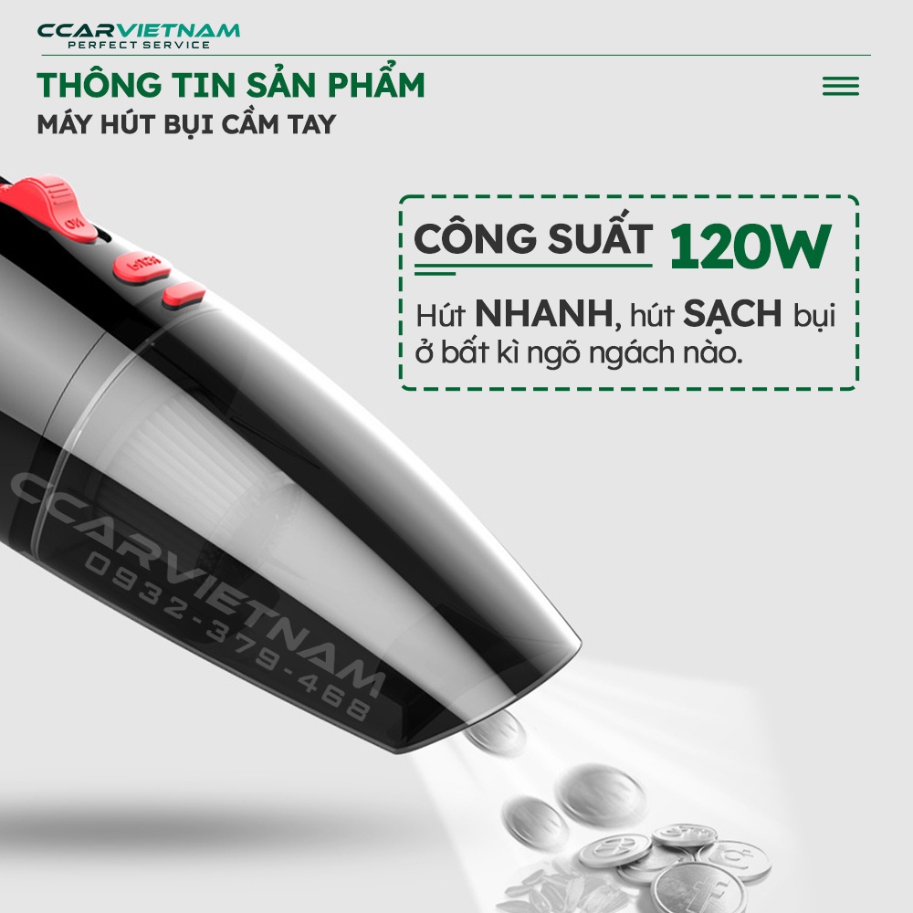 Máy Hút Bụi Ô Tô Cầm Tay Không Dây 120W (Mã Ccar_HB1221) - Bán Tốt Nhất Phân Khúc Máy Hút Bụi Mini Cho Xe Hơi