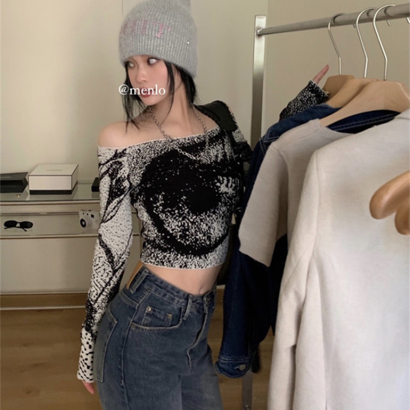 Áo Dệt Kim Nữ Tay Dài Hở Vai Thời Trang