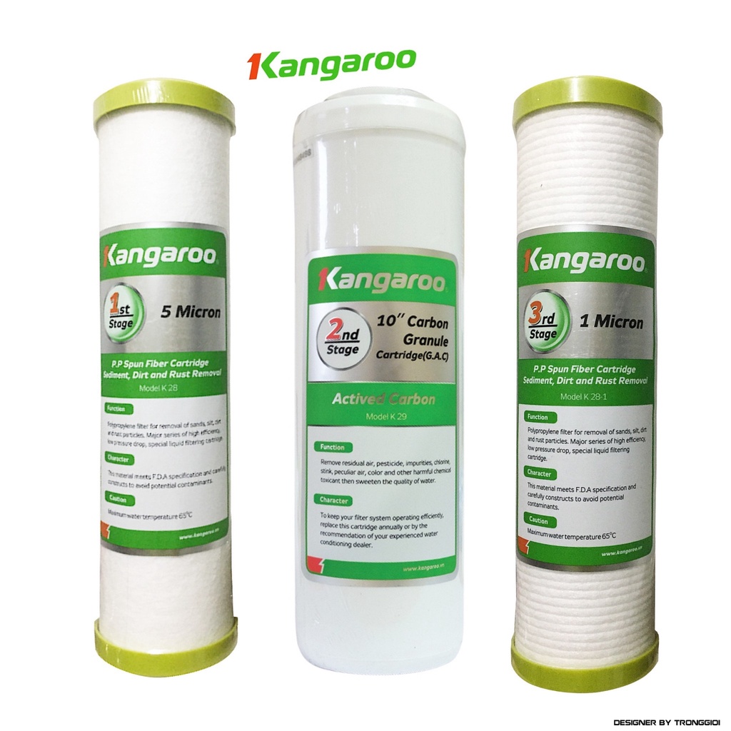 Bộ 3 Lõi lọc nước Kangaroo Chính Hãng 100%
